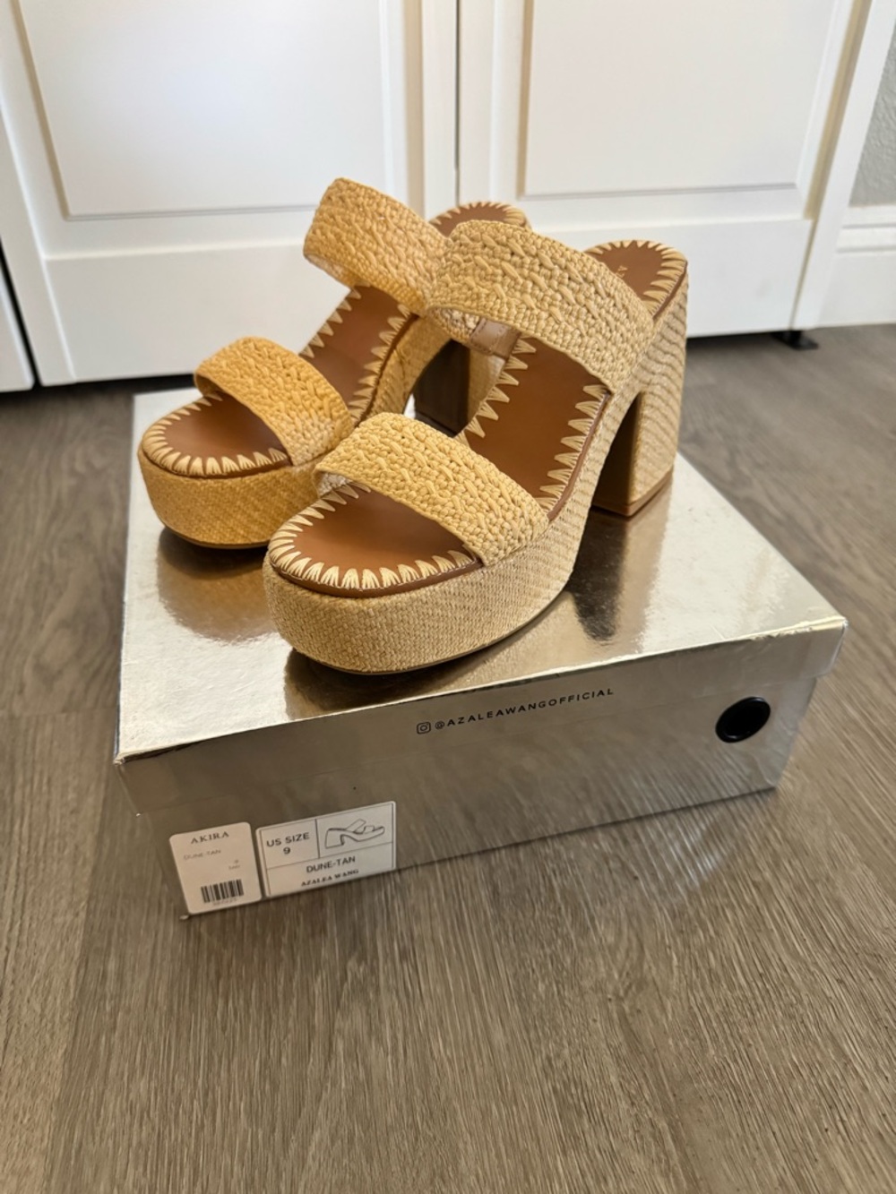 Azalea Wang Dune Tan Platform Slide Heels - Women